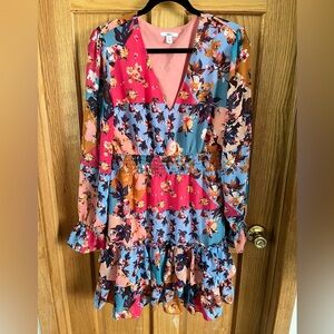 Bar III Multicolor Floral Long Sleeve Dress